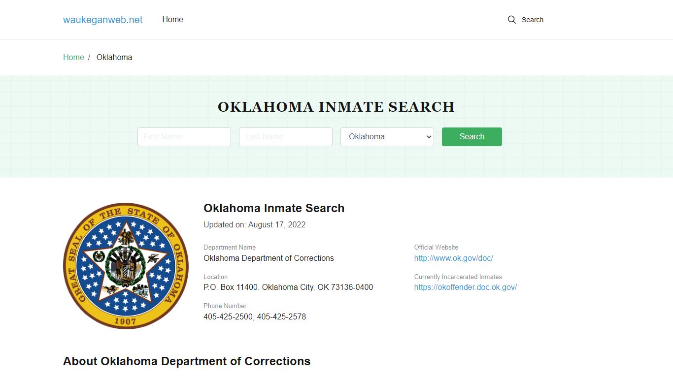 Oklahoma Inmate Search – Oklahoma Department of Corrections Offender Lookup