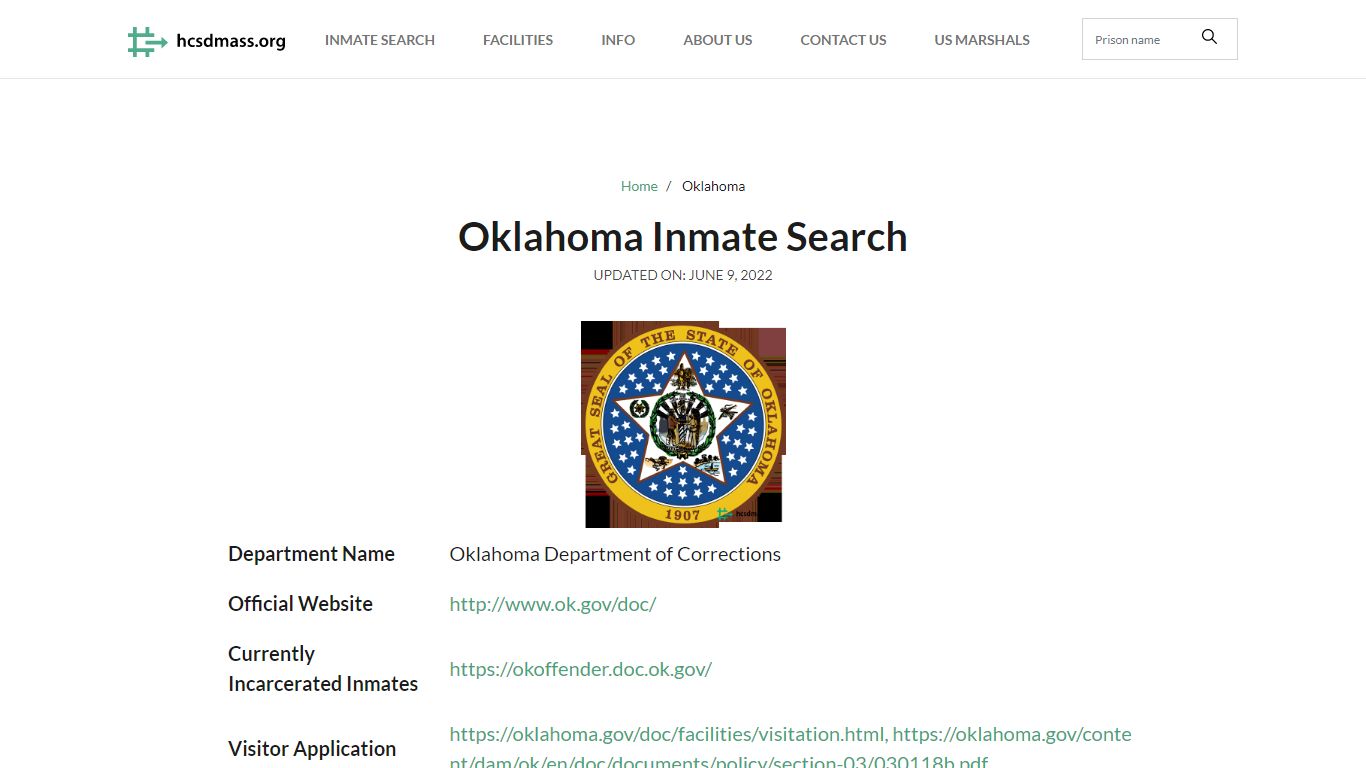 Oklahoma Inmate Search – Oklahoma Department of Corrections Offender Lookup